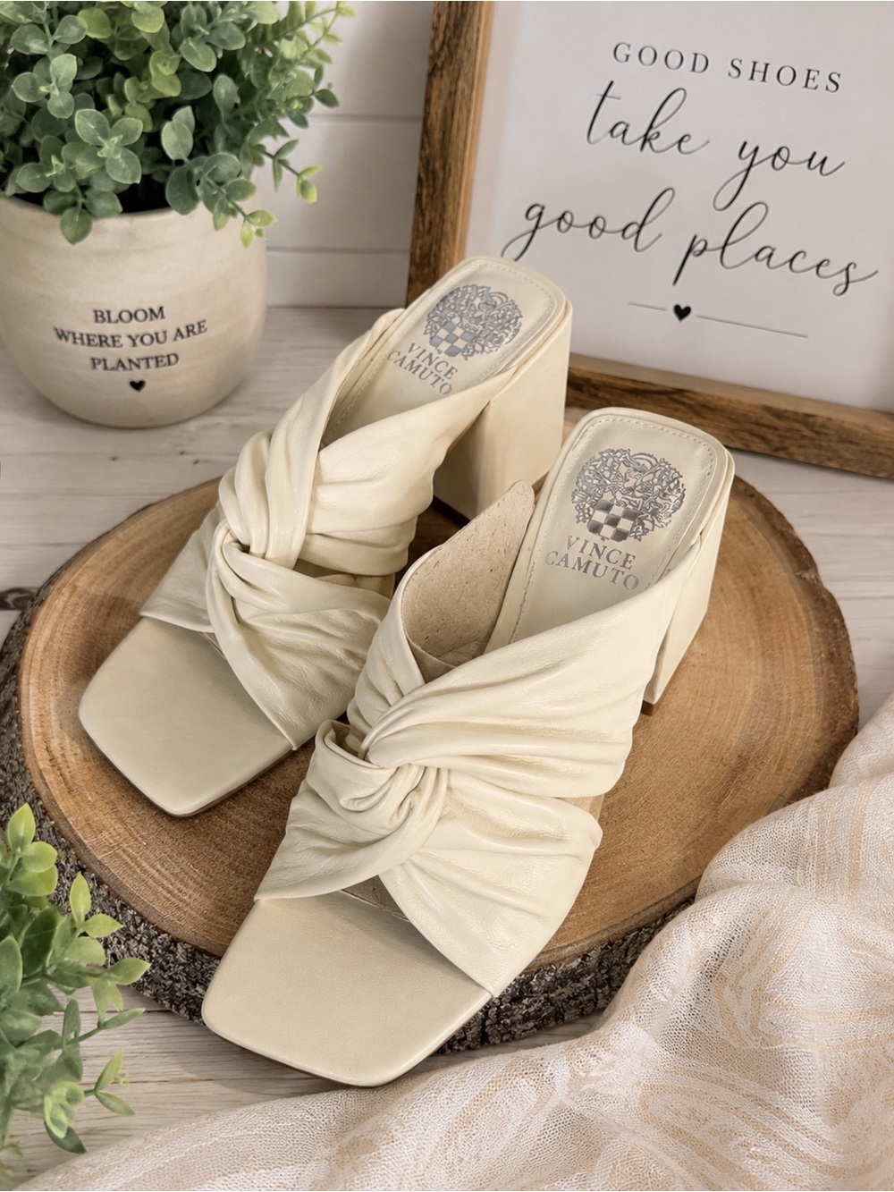 Vince Camuto Creamy White Knotted Heels